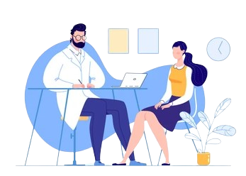 an illustration showing doctor advising patient