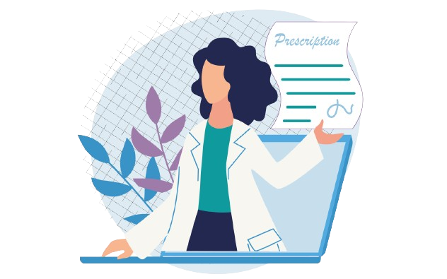 an illustration showing a female doctor